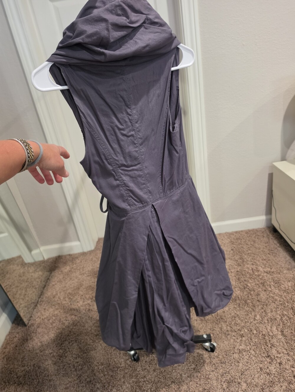 Elan Sleeveless Hooded Wrap Dress Gray Size Small Cotton - Picture 2 of 5